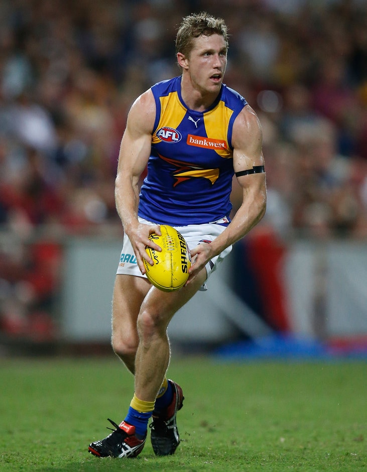 AFL 2015 Rd 14 - Melbourne v West Coast DARWIN, AUSTRALIA - JULY 4: Scott Selwood of the Eagles in action during the 2015 AFL round 14 match between the Melbourne Demons and the West Coast Eagles at TIO Stadium, Darwin, Australia on July 4, 2015. (Photo by Michael Willson/AFL Media)